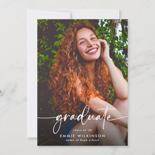 Elegant Script Graduate 5 Photo Collage Graduation 案内状 (正面)