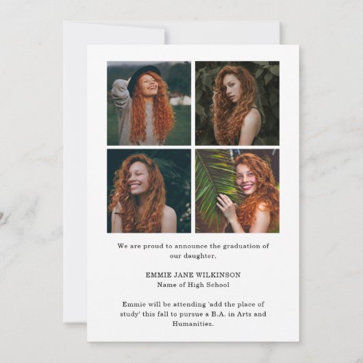 Elegant Script Graduate 5 Photo Collage Graduation 案内状 (裏面)