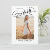 Elegant Script Graduate Arch Photo Graduation 招待状 (スタンド正面)