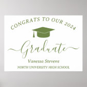Elegant Script Graduation Congrats Modern White ポスター (正面)