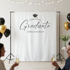 Elegant Script Graduation Party Photo Backdrop タペストリー