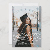 Elegant Script Graduation Photo サンキューカード (正面)