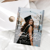 Elegant Script Graduation Photo サンキューカード