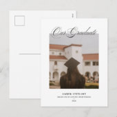 Elegant Script Graduation Photo Card | Annoucement シーズンポストカード (正面/裏面)
