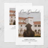 Elegant Script Graduation Photo Card | Annoucement 招待状 (正面/裏面)