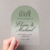 Elegant Script Green Gradient Save The Date アクリル招待状 (インサイチュ (ポータブル))