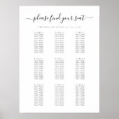 Elegant Script  Guest List Wedding Seating Chart ポスター (正面)