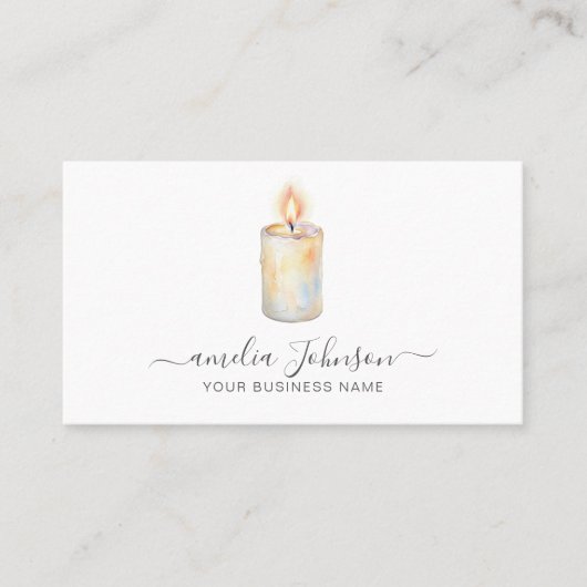 Elegant Script Handmade Candle Logo Artisan Small  名刺 (正面)