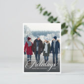 Elegant Script Happy Holidays Photo  シーズンポストカード (スタンド正面)
