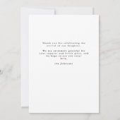 Elegant Script Hazy Baby Photo Chic Newborn サンキューカード (裏面)