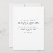 Elegant Script Hazy Baby Photo Simple Baby Shower サンキューカード (裏面)