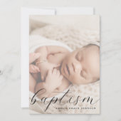 Elegant Script Hazy Photo Simple Baptism 招待状 (正面)