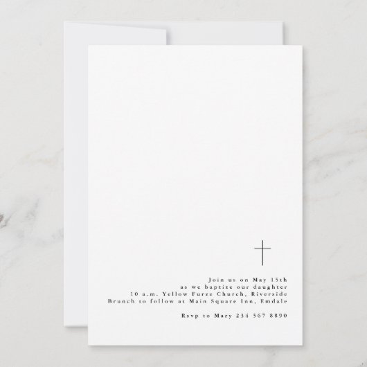 Elegant Script Hazy Photo Simple Baptism 招待状 (裏面)