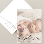 Elegant Script Hazy Photo Simple Baptism 招待状
