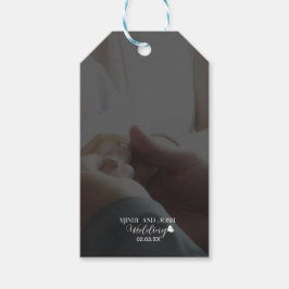 Elegant Script Heart Photo  ギフトタグ