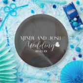 Elegant Script Heart Photo  ペーパープレート (パーティー)