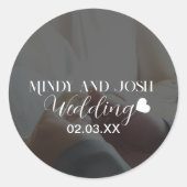 Elegant Script Heart Photo  ラウンドシール (正面)