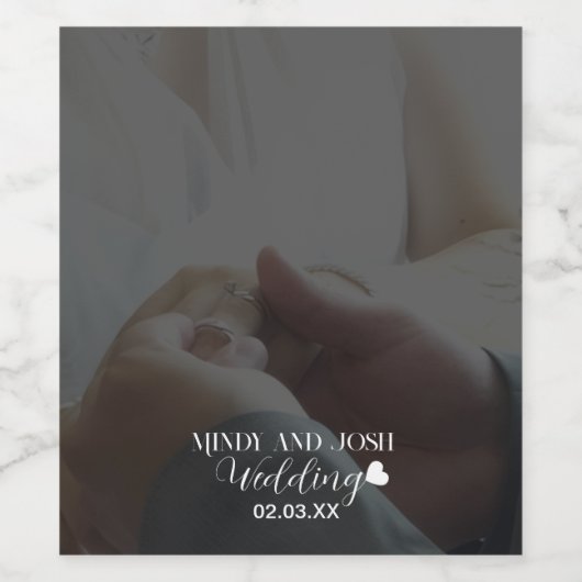 Elegant Script Heart Photo  ワインラベル (シングルラベル)