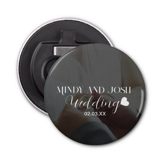 Elegant Script Heart Photo  栓抜き (正面)