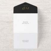 Elegant Script Hearts Minimalist Wedding Foil オールインワン招待状 (外側)