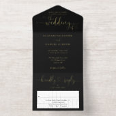 Elegant Script Hearts Minimalist Wedding Foil オールインワン招待状 (内側)