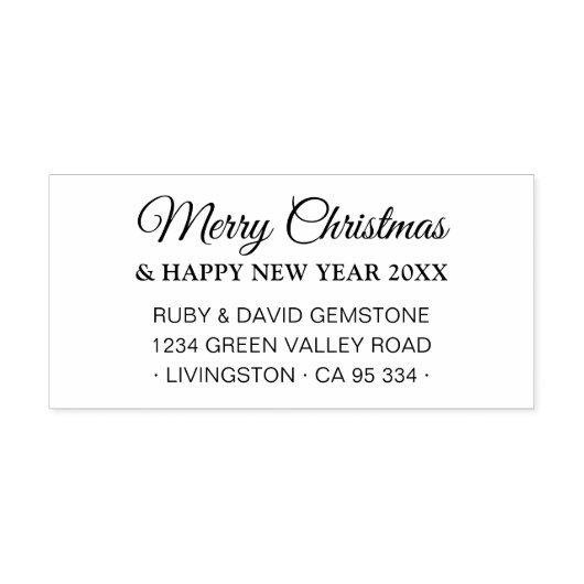 Elegant Script Holiday Return Address  ラバースタンプ (インプリント)