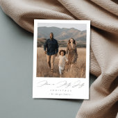 Elegant Script Holly Jolly Christmas Rustic Photo シーズンカード