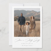 Elegant Script Holly Jolly Christmas Rustic Photo シーズンカード (正面)