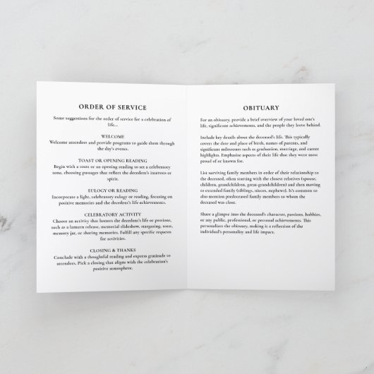 Elegant Script In Loving Memory Photo Memorial プログラム (内部)