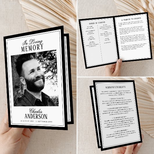 Elegant Script In Loving Memory Photo Memorial プログラム