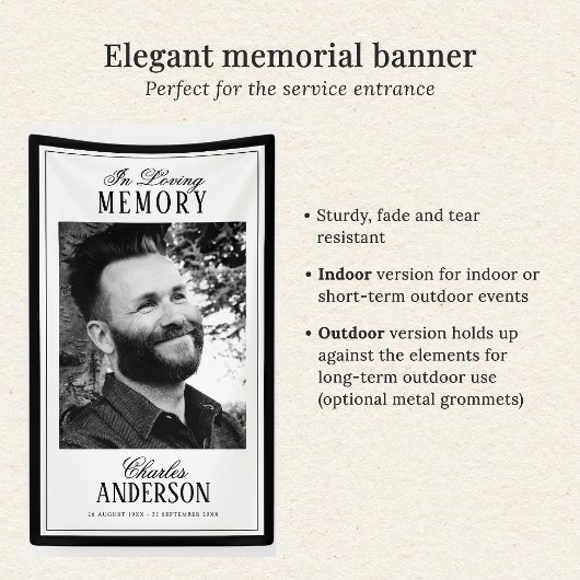 Elegant Script In Loving Memory Photo Memorial 横断幕