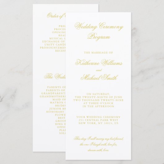 Elegant Script Island Citrus Wedding Programs プログラム (正面/裏面)