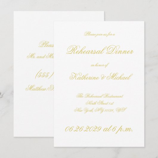 Elegant Script Island Citrus Wedding Rehearsal 招待状 (正面/裏面)