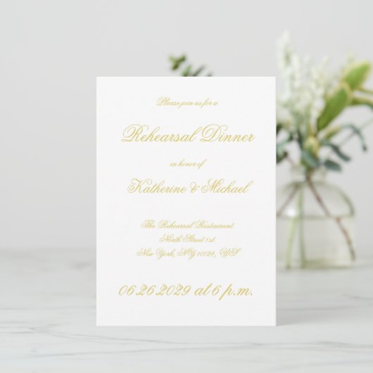 Elegant Script Island Citrus Wedding Rehearsal 招待状 (スタンド正面)