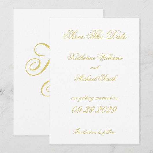 Elegant Script Island Citrus Wedding Save The Date 招待状 (正面/裏面)