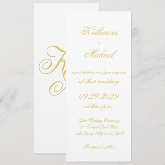 Elegant Script Island Citrus Yellow Wedding Invite 招待状 (正面/裏面)