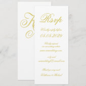 Elegant Script Island Citrus Yellow Wedding RSVP 招待状 (正面/裏面)