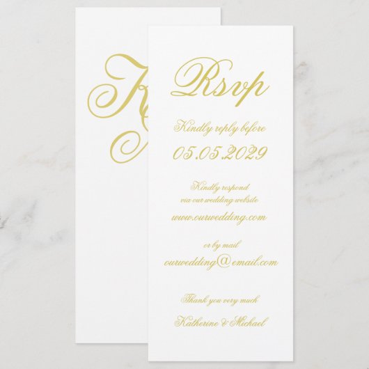 Elegant Script Island Citrus Yellow Wedding RSVP 招待状 (正面/裏面)