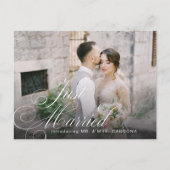 Elegant Script Just Married Elopement Photo 案内ポストカード (正面)