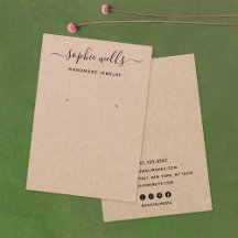 Elegant Script Kraft  Earring Display Holder