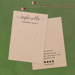 Elegant Script Kraft  Earring Display Holder