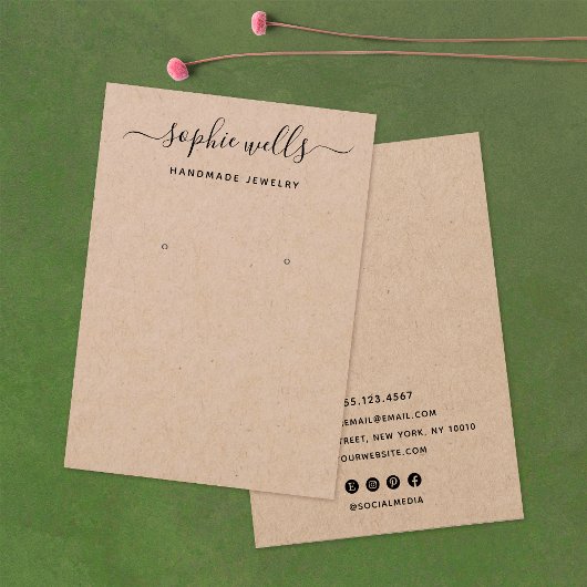 Elegant Script Kraft  Earring Display Holder