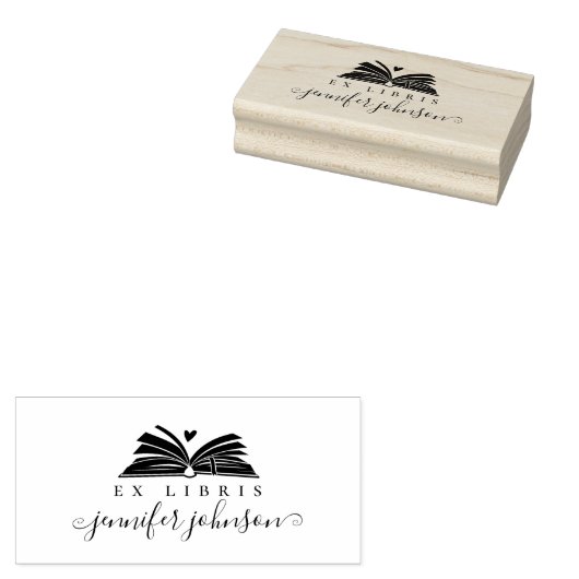Elegant Script Library Book Ex Libris ラバースタンプ (押印)