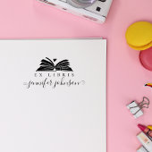 Elegant Script Library Book Ex Libris ラバースタンプ