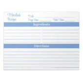 Elegant Script Light Blue 8.5x11 Recipes ノートパッド (正面)