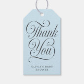 Elegant Script Light Blue  Boy Baby Shower Favor ギフトタグ (正面)