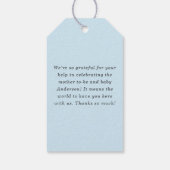 Elegant Script Light Blue  Boy Baby Shower Favor ギフトタグ (裏面)