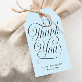 Elegant Script Light Blue  Boy Baby Shower Favor ギフトタグ