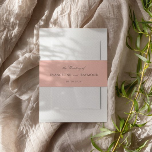 Elegant Script Light Coral Rococo Wedding 招待状ベリーバンド
