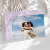 Elegant Script Lilac Curved Frame Photo セーブザデート